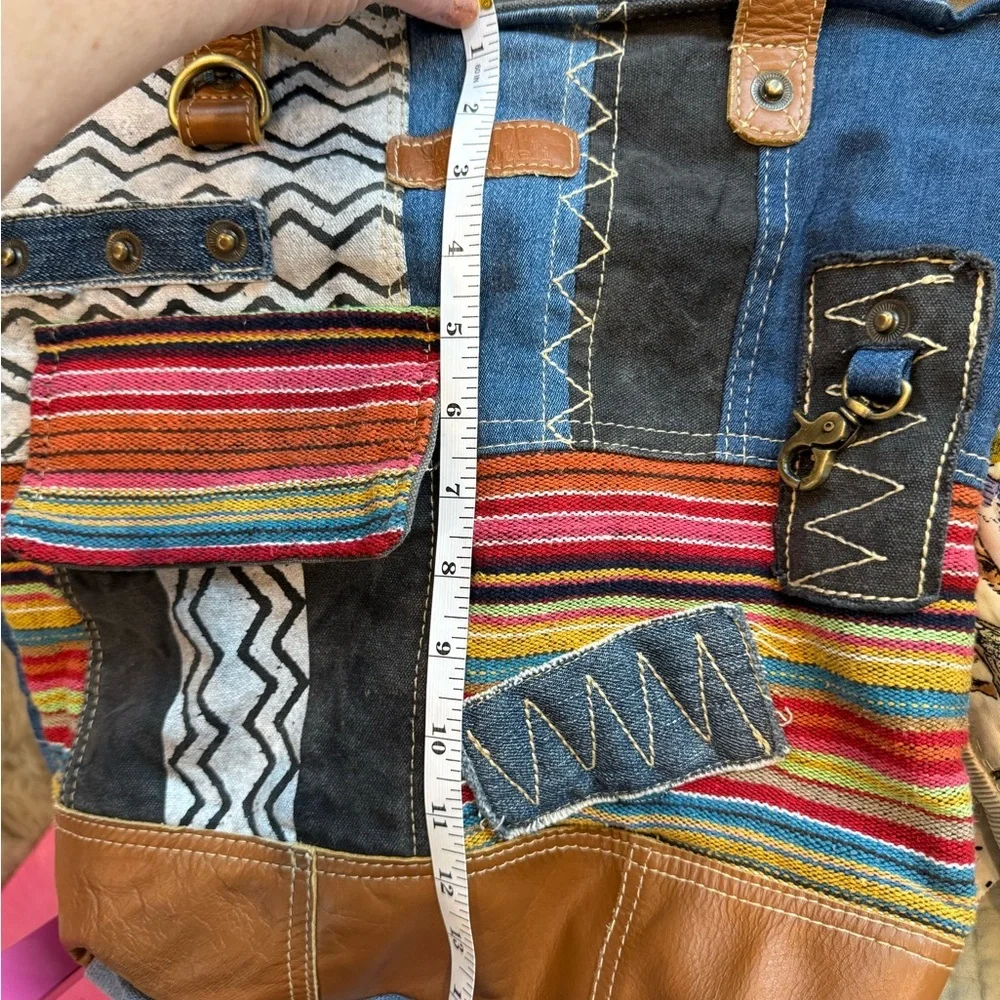 Boho Patchwork Crossbody Tote in Multicolor